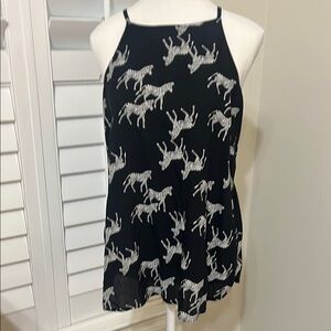 Black Zebra Print Women's Top